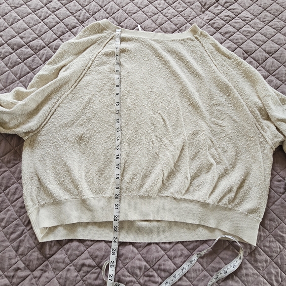 Free People Found My Friend Cotton Textured Cream Pullover Sweater Sz M - Picture 4 of 9